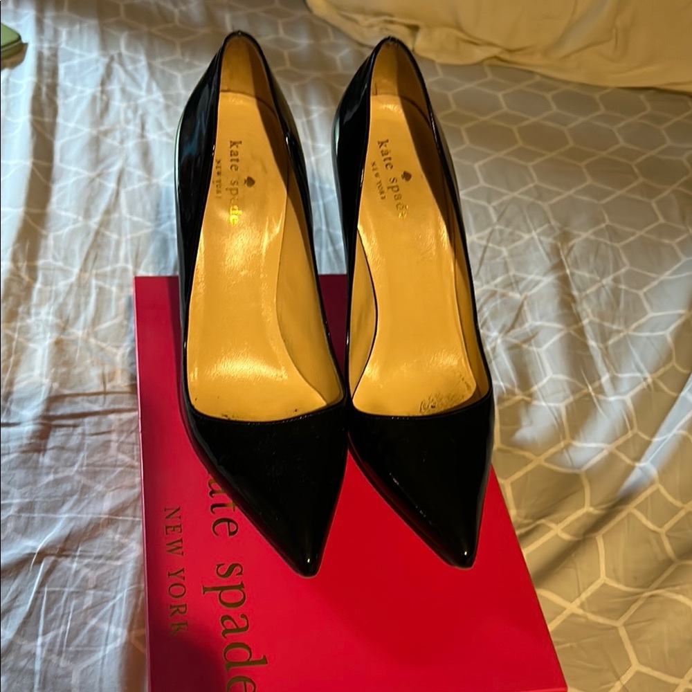 kate spade Black Patent Pointed Toe Pumps